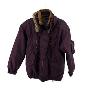 Vintage Andy Johns Hooded Jacket Coat Purple Gold Accents Medium Unique‎ 80s 90s